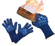 BlueFire Pro Heat Resistant Oven Grilling Welding Gloves -Great for Big Green Egg or Fireplace Accessories. Cut Resistant, Forearm Protection -100% Kevlar EN 407 Certified 932ÃƒÂ‚Ã‚°F Heat Resistance by BlueFire