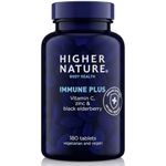 Higher Nature Immune Plus - Vitamin C with Zinc & Black Elderberry - Immune Support Supplements - Vegetarian and Vegan Multivitamin - 180 Tablets