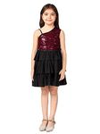 Naughty Ninos Embellished Asymmetric Neck Dress(NN00873DRS_11-12 Years) Maroon