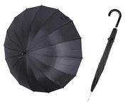 Best House Large Stick Umbrella Windproof and Rainproof J Hook Handle Portable Lightweight for Men and Women (Black)