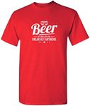 Beer Not Just for Breakfast Graphic Novelty Sarcastic Funny T Shirt 3XL Red