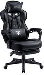 Zeanus Gaming Chairs for Adults Gaming Chair for Heavy People Recliner Computer Chair with Footrest Massage Gaming Chair Ergonomic Office Game Chair Recliner Racing Big and Tall Gaming Chair Black