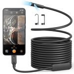 Dual Lens Endoscope Camera, Anykit 1.0MP Borescope with 8 LED Lights, Endoscope with 16.5ft Semi-Rigid Snake Camera, IP67 Waterproof Inspection Camera for Phone and Tablet