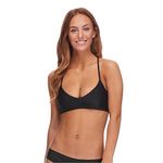 Body Glove Women's Smoothies Alani Solid Strappy Back Halter Bikini Top Swimsuit, Black, Medium