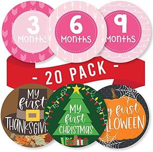 20 Monthly Baby Milestone Stickers Girl - Pink Baby Monthly Milestone Stickers for Baby Girl, Milestone Baby Monthly Stickers, Baby Month Stickers for Baby Photo Props, Monthly Baby Stickers Girl