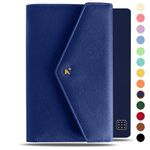 NEORAH — PETITE Notebook SLEEVE with Envelope Flap Closure + Dotgrid JOURNAL | Faux Leather Sleeve + Penloop | Bookmarks | Front & Back pocket | 6 Card Slots |Gift Box— Fits any PETITE Softcover Moleskine Hobonichi Midori Stalogy Notebook Planner Organizer Agenda Journal-DARK BLUE