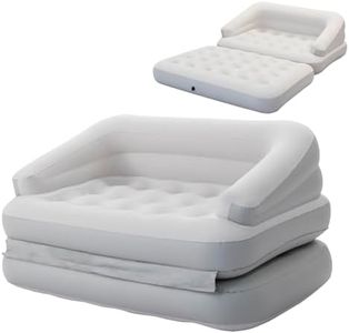 RAPTAVIS Inflatable Sofa Bed for Camping, Pool Float Couch Outdoor Flocked Mattress Bed with Armrest, Full Size
