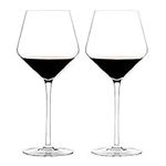 Triangle 23oz, Hand Blown Lead-free Crystal Glass Burgundy/Pinot Noir Red Wine Glasses, Set of 2, Large Bowl and Long Stem, Wedding Gift Set