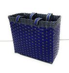 Sonas Creation Paperus, Medium, Blue Grey, Lunch Bag, Picnic Basket, Carry Bag, Handbag, Tiffin Basket for Office, Eco-Friendly, Handmade, of Paper Ropes, in Inches 11 Height, 12 Length & 6 Wide Base