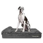 The Dog’s Bed Orthopaedic Headrest Dog Bed XXL Grey Fur 137x91x15cm, Waterproof Memory Foam Dog Bed