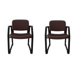 HNI India Budd Faux Leather Executive Side Chair: Sled Base in Brown, Padded Seat & Back Cushions (Pack of 2)