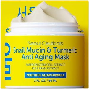 SeoulCeuticals Korean Face Mask Skin Care - Snail Mucin Turmeric Mask for Face – Cruelty Free K Beauty Anti Aging Face Mask for Healthy, Youthful Glow 2oz