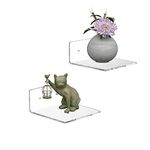 Sezanrpt 6 Inches Acrylic Small Wall Shelves, Clear Floating Shelf for Wall Mounting, Acrylic Display Ledges for Funko Pop Figures, Home Décor, Living Room, Gaming Room, Plants, 2 Pack