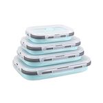 Xcellent Global Collapsible Silicone Food Storage Containers 4 Pack Lunch Bento Box for Camping, Hiking CP012