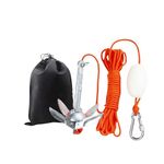 AITREASURE Small Boat Anchor Kit Folding Grapnel Anchor Carbon Steel for Kayak, Canoe, Jet Ski 1.5 lb with 32.8 ft Anchor Tow Rope Carrying Bag