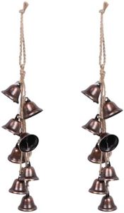 2 Pieces Witch Bells for Door Knob for Protection Hanger Wind Chimes with 8 Vintage Bells Witchcraft Decorative Hanging Bell for Boho Home Room Decor (Red)