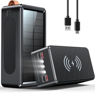 Feidyns 80000mAh Power Bank 35W Fast Charging Wireless Solar Charger - High Capacity Charger Power Bank for Camping, Travel, Emergencies, Tech Devices | 7-Port PD/USB-C, LED Flashlight (Black)