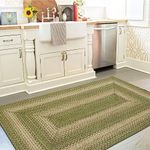 Homespice Grassland Jute Braided Rug 27x45in Rectangular Green-Natural Natural Jute Rug. Uses- Indoor Entryway Rug, Kitchen Rug, Bedroom Doorway Reversible, Rustic, Country, Primitive, Farmhouse Decor