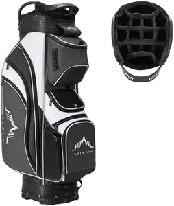 UNIHIMAL 14-Way Golf Cart Bag with Full Length Divider, Premium PU Leather Golf Bag with Plush Top, Magnetic Pocket and Rain Cover for Men