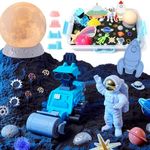 G.C Space Play Sand Set for Kids Boys Toys with 2lbs Magic Sand Robot Toy Car Moon Lamp Astronaut Sand Mold Sandbox Space Sensory Play Sand Gifts Outdoor Toys for Kids Boys 3 4 5 6 7 8 Year Old