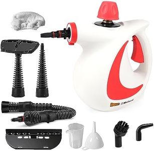 Belaco Multipurpose Steam Cleaner 1050W, 9 Pieces Accessory kit for Multi Purpose Red color portable steamer for stain removing tiles kitchen bathroom garment car seats & more British Plug