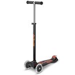 Micro Scooters | Maxi Micro LED Deluxe Children's Scooter | Big Wheels | Handlebar Adjustable | 5-12yrs | Boys & Girls | Black