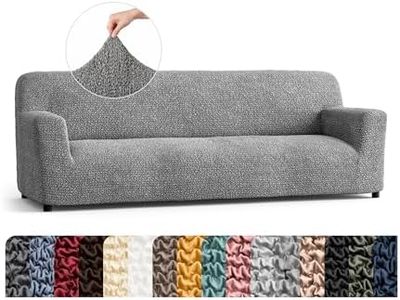 PAULATO BY GA.I.CO. Sofa Slipcover - Stretch Couch Cover - Stylish Cushion Sofa Cover - Soft Fabric Slip Cover - 1-Piece Form Fit Washable Protector for Pet - Microfibra Collection - Ash