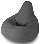 Beautiful Beanbags Highback Beanbag for Kids Indoor or Outdoor Bean Bag for Children - Water Resistant - Kids Lounge Chair - Home or Garden Bean Bags 35 Inches - Manufactured in UK - Grey