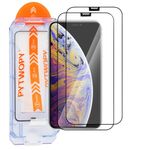 PYTWOPY Glass Screen Protector for iPhone XS Max 6.5 inch[2 Pack][Easy Installation], HD Clear Full Screen Tempered Glass, Case Friendly