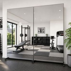Antok 82"x44" Full Length Mirror with Wheels for Yoga, Dance, Gym, Black