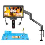 TOMLOV TM3K-AF Max Autofocus Digital Microscope: 10.1" HDMI IPS Screen, Soldering Microscope with Gen 6 Flex Arm & Side Lights, Ideal for Electronics Repair & Coin Inspection, PC/TV Compatible, 64GB