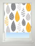UNIVERSAL Leaf Patterned Thermal Blackout Roller Blind, Yellow, W120cm