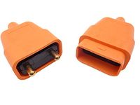 BURNTEC 2 Pin 10A Orange or Black Cable Flex Connector Inline Joiner - Ideal for Lawnmower Strimmer Garden Repair (Orange)