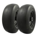 MARASTAR 00232-2PK Universal Fit Flat-Free 11x4.00-5 Tire and Wheel Assembly, Zero Turn Lawn Mower Replacement Tires, Smooth Tread, Adapter Kit included, 2 pack