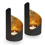 Gadgy Candle Holder Set of 2. Lanterns for Candles. Decorative Candle Lanterns. Tealight Candle Holders for Living Room. Black and Gold Candles & Holders. Tea light Holder. Table Candle Holder