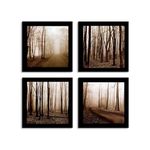 Painting Mantra Forest scenery Framed Painting/Posters for Room Decoration, Set of 4 Black Frame Art Prints/Posters for Living Room (4 Unit, 9 x 9 Inch)