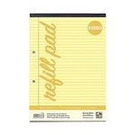 RHINO A4 Refill Pad, Writing Pad, 100 Page / 8mm Lined with Margin, 1 Pack, Yellow Lined Writing Paper for Dyslexia & SEN, Office & School Stationery Supplies