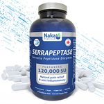 Naka Serrapeptase 120,000 SU - 525 Day Supply, Family Size, High Potency Enzymes for Sinus, Allergy, Joint, Liver. Bowel and Cardio Health, 525 Delayed-Release Gluten-Free Capsules- Made In Canada