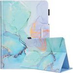 9.5-10.5 inch Tablet Case, Universal Protective Cover Stand Folio Case for 9 10 10.1 Inch Android Touchscreen Tablet, Green-Gold Marble