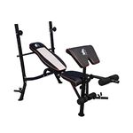 Fit4home Weights Bench With Barbell Rack | Adjustable Home Training Gym Workout Fitness Bench | TF-1001A1 Black