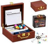 Z ZOOCEN Double 12 Dominoes Mexican Train Game Set with 91 Colored Dots Tiles Storaged in an Elegant Leather Case