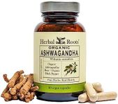 Herbal Roots Ashwagandha Capsules | Extra Strength | Ayurvedic for Overall Health for Men and Women | 60 Vegan Capsules