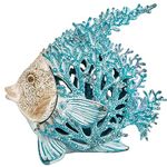 Corner Merchant Ocean Decor Coral Reef Angelfish Beach Home Decor Coral Look Polystone Tabletop Collection (Turquoise), Blue