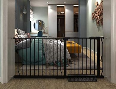 COSEND Extra Wide Baby Gate Extra Tall Tension Indoor Safety Gates Black Metal Large Pressure Mount Pet Gate Walk Through Safety Dog Gate for The House Doorways Stairs (57.48"-62.2"/146-158CM, Black)