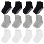 Toddler Socks Grip Non Slip 12 Pairs Baby Boy/Girl High Ankle Sticky Floor Socks For 3-5T Boy Kids