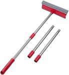 Window Squeegee, 2-in-1 Window Cleaner with 55" Extension Poles, Window Washing Kit, Glass Door Cleaner, Multi-Use Car Windshield Cleaning Tool with Long Handle for High Outdoor Indoor Windows