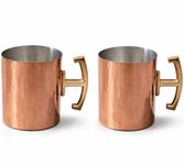 P-TAL Moscow Mule Mugs Set of 2 with a Gift Box 100% Pure Copper Cups with Brass Handles (Free 30ml Copper & Brass Cleaning Solution)