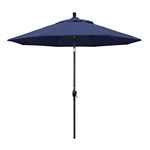 California Umbrella 9-Feet Aluminum Push Button Tilt Market Umbrella with Black Pole, Navy Blue