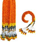 S2S Marigold Garland for Decoration Artificial Marigold Flowers Decorations Indian Décor for Pooja, Wedding, Events, Diwali, Decor (Orange) (Pack of 2 PCS) (Height - 72 Inch)