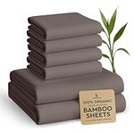 BAMPURE 100% Organic Bamboo Sheets King Set - 6PC Breathable Cooling Deep Pocket King Size Bed Sheets - Ensemble Draps Lit King Bambou - Luxury Bedding Set Fitted Sheet & Pillowcases (Grey)